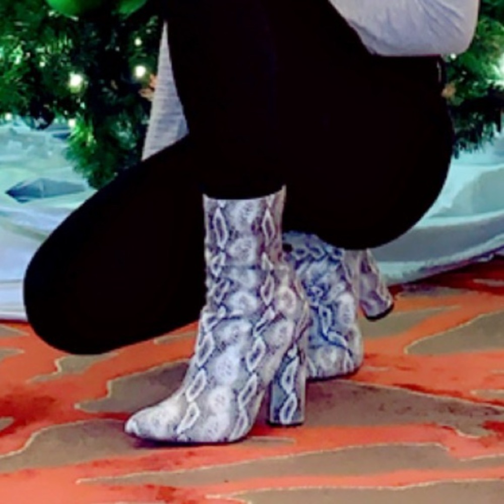 Snake print booties